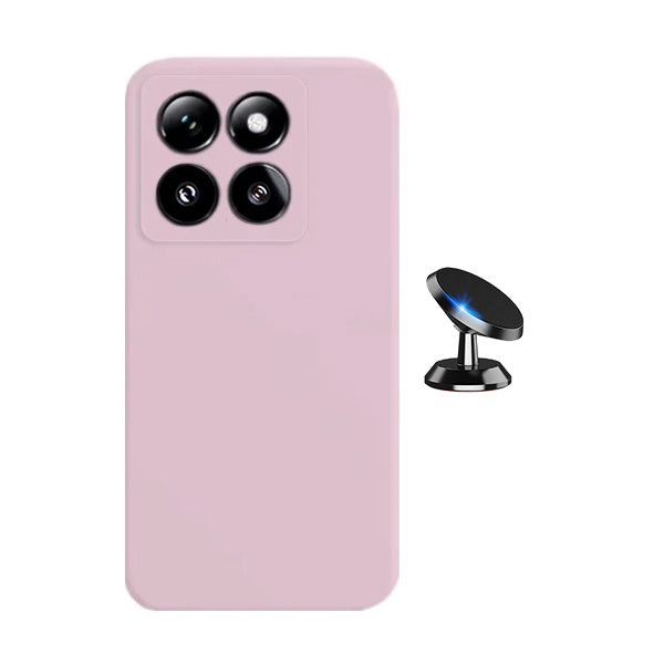Kit Suporte Magnético + Capa Proteção Silicone Gift4Me Para Xiaomi 15 - Rosa
