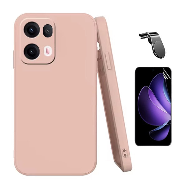 Kit Película Protectora de Hydrogel Frente + Capa Proteção Silicone + Suporte Magnético L GIFT4ME Para Oppo Reno13 Pro - Rosa