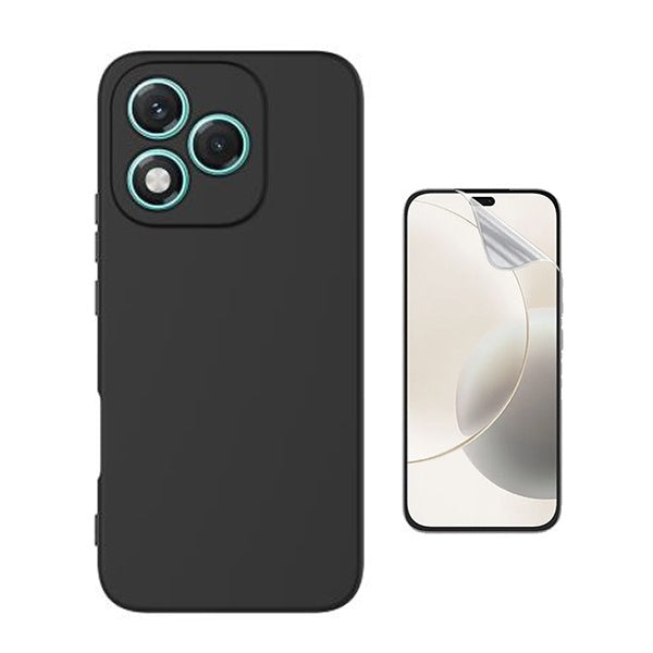 Kit Película Protectora de Hydrogel Frente + Capa Proteção Silicone GIFT4ME Para Honor 400 Lite - Preto