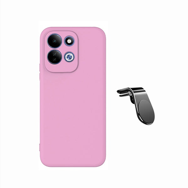 Kit Suporte de Carro Magnético L + Capa Proteção Silicone GIFT4ME Para Xiaomi Redmi 17 5G - Rosa