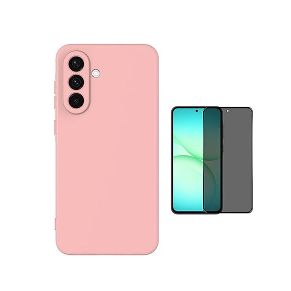 Kit Película de Vidro Temperado Privacidade + Capa Proteção Silicone GIFT4ME Para Samsung Galaxy A37 5G - Rosa