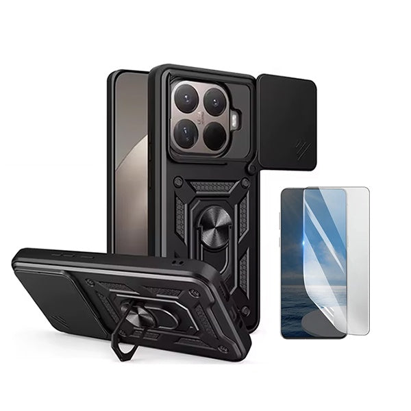 Kit Película Protectora de Hydrogel Frente + Capa de Proteção Militar Magnética Janela GIFT4ME Para Xiaomi 15T Pro 5G - Preto