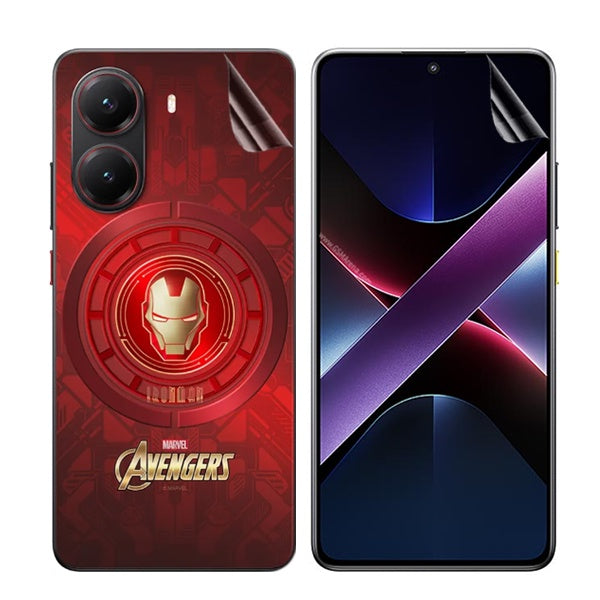 Kit Película Protectora de Hydrogel Frente e Verso Gift4Me Para Xiaomi Poco X7 Pro Iron Man - Transparente