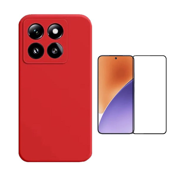 Kit Película de Vidro Temperado Gorilasglass + Capa Proteção Silicone Gift4Me Para Xiaomi 15 - Vermelha
