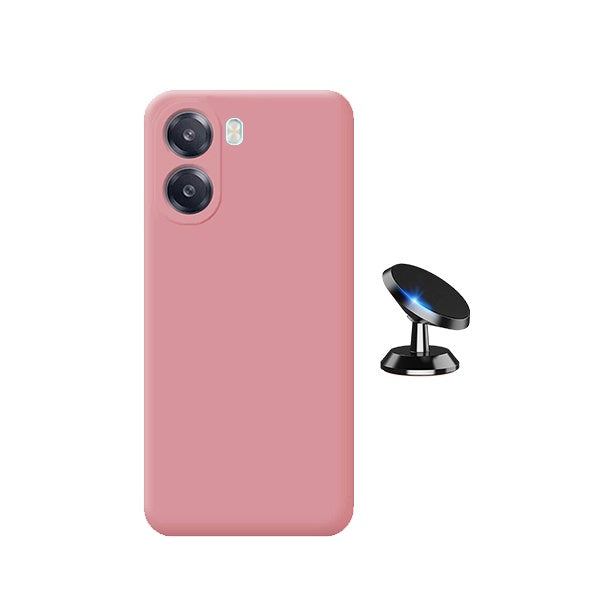 Kit Suporte Magnético + Capa Proteção Silicone GIFT4ME Para Oppo A6x - Rosa