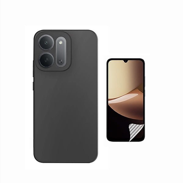 Kit Película Protectora de Hydrogel Frente + Capa Proteção Silicone GIFT4ME Para Xiaomi Redmi 17C 5G - Preto