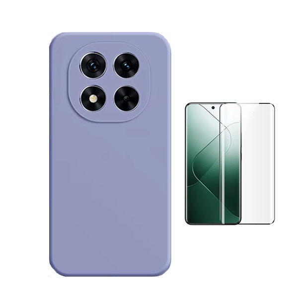 Kit Película de Vidro Temperado Gorilasglass Curvado + Capa Proteção Silicone Gift4Me Para Xiaomi Redmi Note 14 Pro + Plus - Roxo