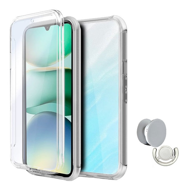 Kit Capa 360° Proteção Frente e Verso + 1 Handholder + 1 Suporte Handholder Branco GIFT4ME Para Xiaomi Redmi A5 4G - Transparente/Branco
