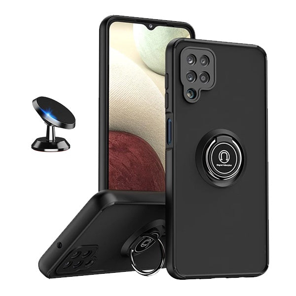 Kit Capa Anti-Impacto Clear com Anel + Suporte de carro GIFT4ME Para Samsung Galaxy A12 - Transparente/Preto