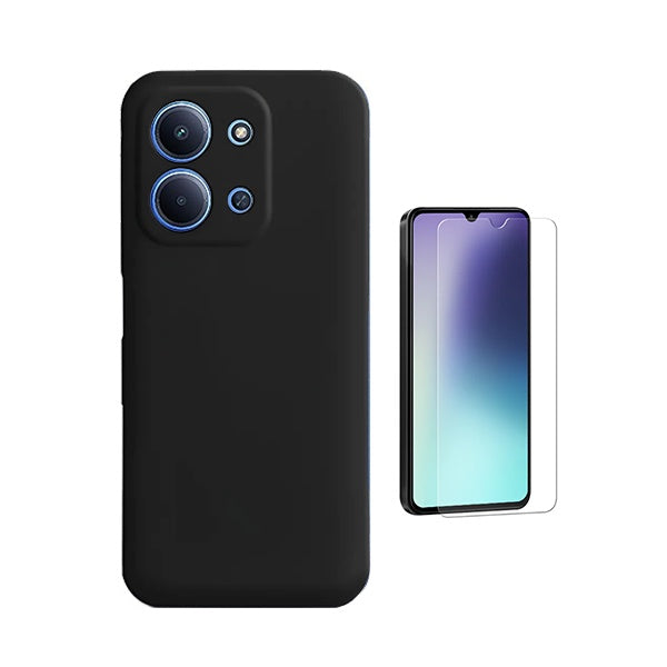 Kit Vidro Temperado Cleargorilasglass + Capa Proteção Silicone GIFT4ME Para Xiaomi Poco C85 - Preto