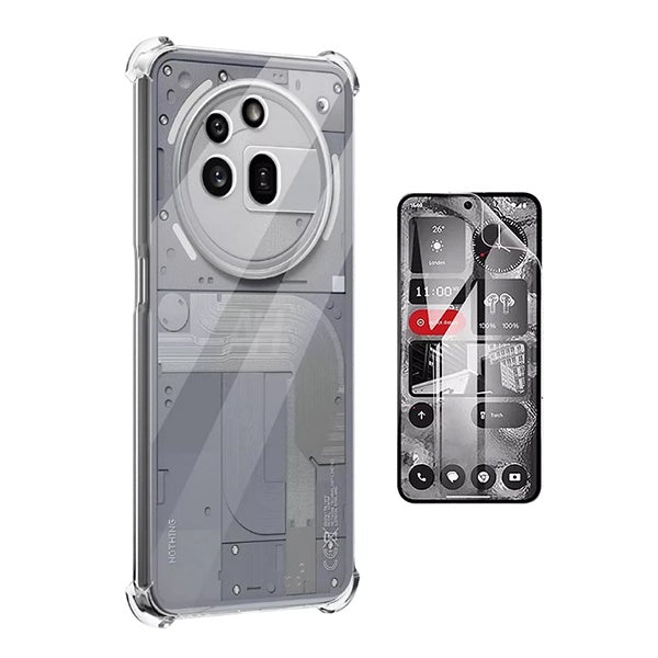 Kit Capa Traseira Super Proteção + Película de Hydrogel Frente Transparente GIFT4ME Para Nothing Phone (3a) Pro - Transparente