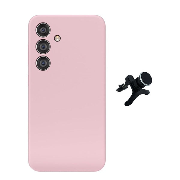Kit Suporte Magnético Com Pernas + Capa Proteção Silicone Gift4Me Para Samsung Galaxy S24 FE - Rosa