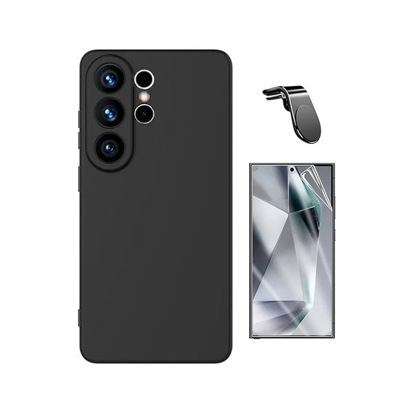 Kit Película Protectora de Hydrogel Frente + Capa Proteção Silicone + Suporte Magnético L GIFT4ME Para Samsung Galaxy S26 Ultra - Preto