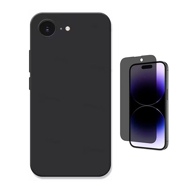 Kit Película de Vidro Temperado Privacidade + Capa Proteção Silicone GIFT4ME Para Apple iPhone 17e - Preto