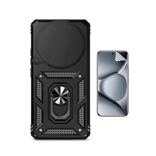 Kit Película Protectora de Hydrogel Frente + Capa de Proteção Militar Magnética Janela GIFT4ME Para Xiaomi Redmi Note 15 Pro 5G - Preto