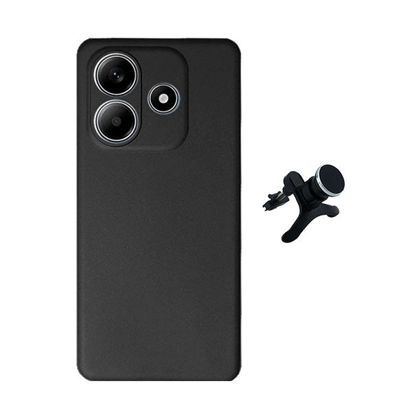 Kit Suporte Magnético Com Pernas + Capa Proteção Silicone Gift4Me Para Xiaomi Redmi Note 14 - Preto