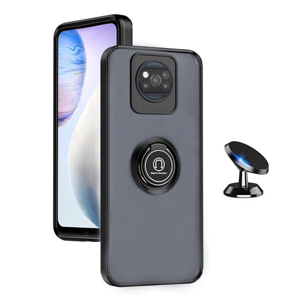 Kit Capa Anti-Impacto Clear com Anel + Suporte de carro GIFT4ME Para Xiaomi Poco X3 - Transparente/Preto