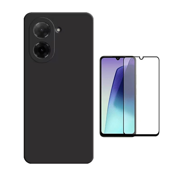 Kit Película de Vidro Temperado Gorilasglass + Capa Proteção Silicone GIFT4ME Para Xiaomi Redmi A5 4G - Preto