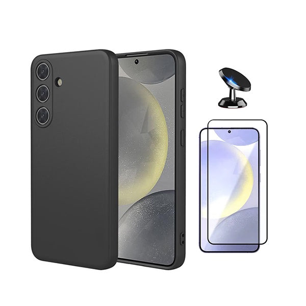 Kit Película de Vidro Temperado Gorilasglass + Capa Proteção Silicone + Suporte Magnético GIFT4ME Para Samsung Galaxy S26 - Preto