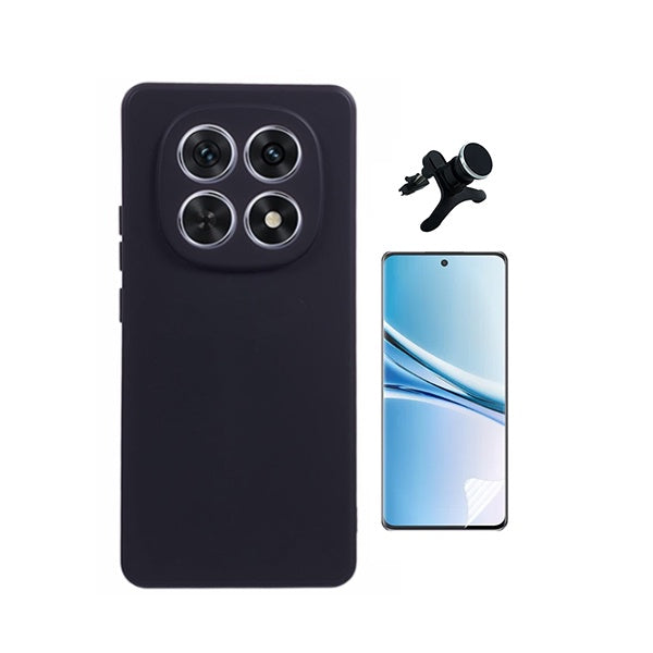 Kit Película Protectora de Hydrogel Frente + Capa Proteção Silicone + Suporte Reforçado de Carro GIFT4ME Para Xiaomi Redmi Note 15 4G - Preto