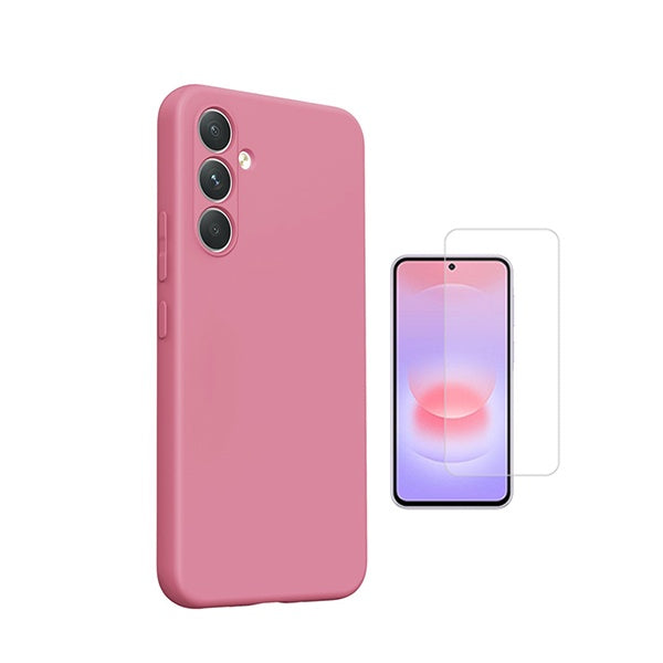 Kit Vidro Temperado Cleargorilasglass + Capa Proteção Silicone GIFT4ME Para Samsung Galaxy A27 5G - Rosa