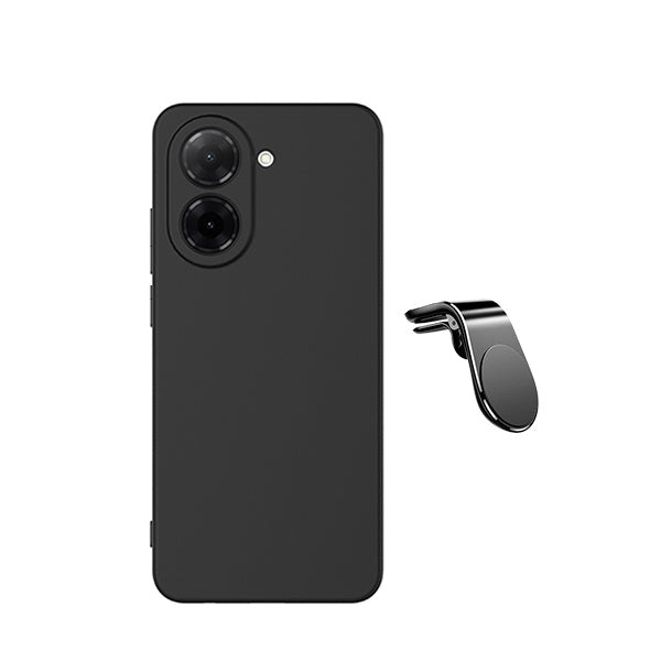 Kit Suporte de Carro Magnético L + Capa Proteção Silicone GIFT4ME Para Xiaomi Redmi A7 - Preto