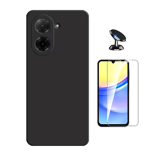 Kit Vidro Temperado Cleargorilasglass + Capa Proteção Silicone + Suporte de Carro GIFT4ME Para Xiaomi Redmi A5 4G - Preto
