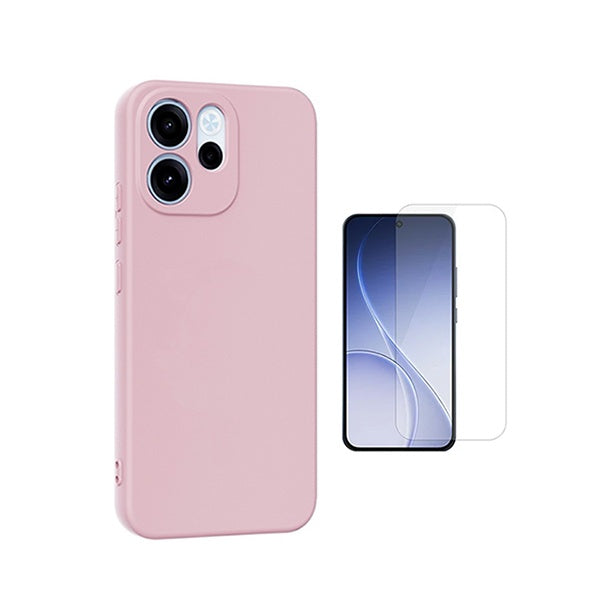 Kit Vidro Temperado Cleargorilasglass + Capa Proteção Silicone GIFT4ME Para Oppo Reno15 FS - Rosa