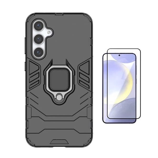Kit Película de Vidro Temperado Gorilasglass + Capa de Proteção Militar Magnética Gift4Me Para Samsung Galaxy S24 FE - Preto