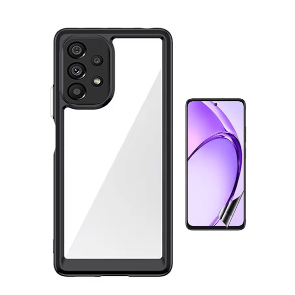 Kit Capa Duplo Airbag Anti-Quedas + Pelicula Protectora de Hydrogel GIFT4ME Para Samsung Galaxy A53 5G - Preto / Transparente