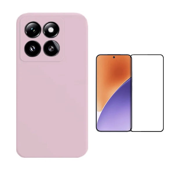Kit Película de Vidro Temperado Gorilasglass + Capa Proteção Silicone Gift4Me Para Xiaomi 15 - Rosa