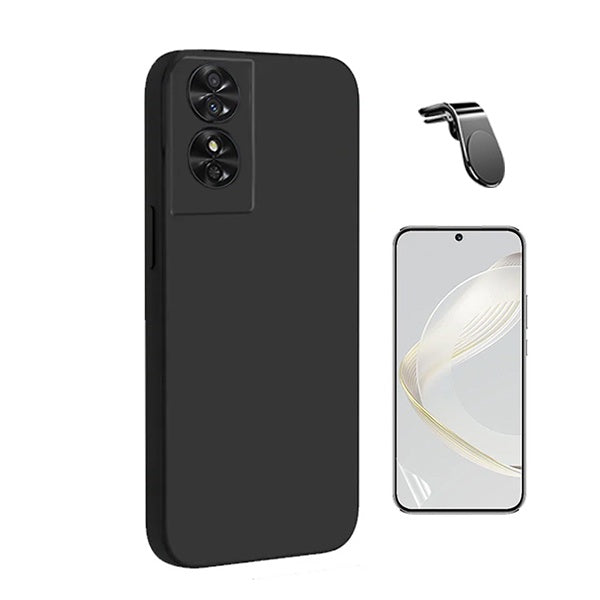 Kit Película Protectora de Hydrogel Frente + Capa Proteção Silicone + Suporte Magnético L Gift4Me Para TCL 50 SE - Preto