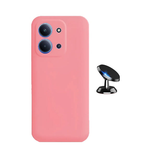 Kit Suporte Magnético + Capa Proteção Silicone GIFT4ME Para Xiaomi Poco C85 - Rosa