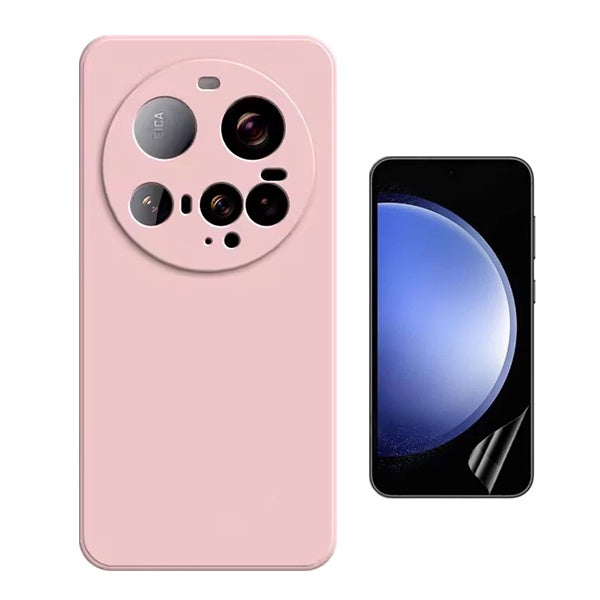 Kit Película Protectora de Hydrogel Frente + Capa Proteção Silicone GIFT4ME Para Xiaomi 15 Ultra - Rosa