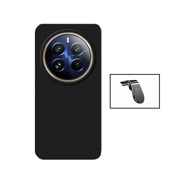Kit Suporte de Carro Magnético L + Capa Proteção Traseira Silicone GIFT4ME para Realme 12 Pro 5G - Preto