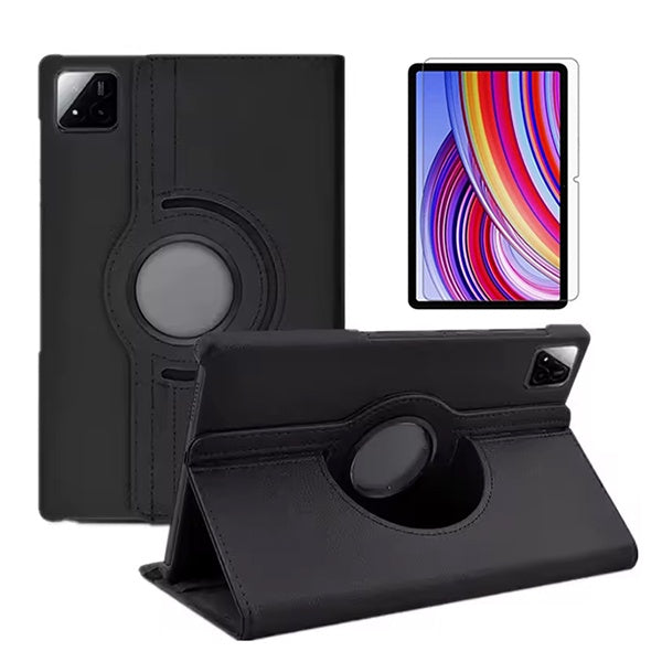 Kit Capa Proteção Rotativa 360 + Película de Vidro Temperado Gorilasglass GIFT4ME Para Xiaomi Pad 7 11.2 - Preto