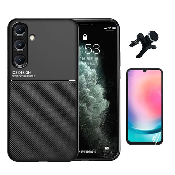 Kit Capa Traseira Magnética Anti Choque + Película Protectora de Hydrogel Frente + GIFT4ME Para Samsung Galaxy A24 4G - Preto