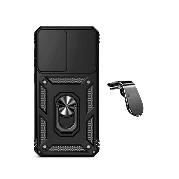 Kit Suporte de Carro Magnético L + Capa de Proteção Militar Magnética Janela Deslizante GIFT4ME Para Samsung Galaxy A57 5G - Preto