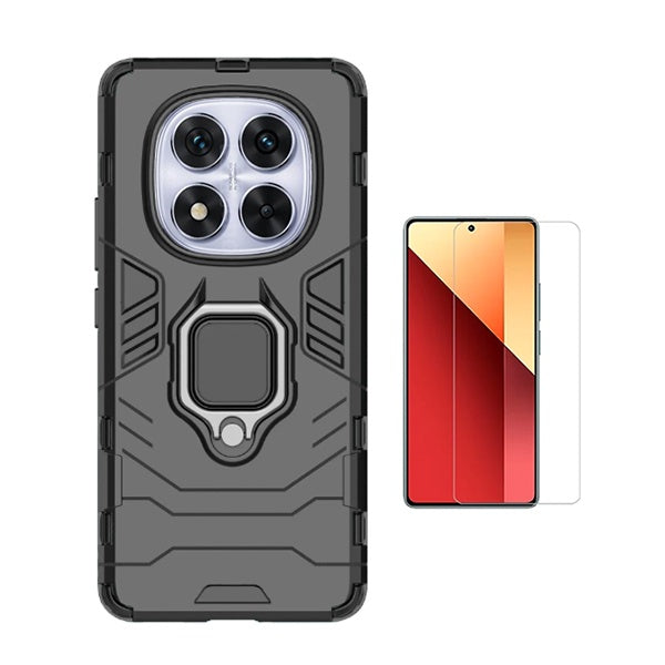 Kit Vidro Temperado Cleargorilasglass + Capa de Proteção Militar Magnética Gift4Me Para Xiaomi Redmi Note 14 Pro - Preto