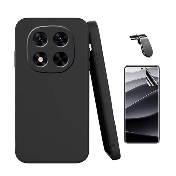 Kit Película Protectora de Hydrogel Frente + Capa Proteção Silicone + Suporte Magnético L Gift4Me Para Xiaomi Redmi Note 14 Pro + Plus - Preto