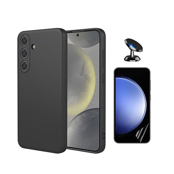 Kit Película Protectora de Hydrogel Frente + Capa Proteção Silicone + Suporte Magnético GIFT4ME Para Samsung Galaxy S26 - Preto