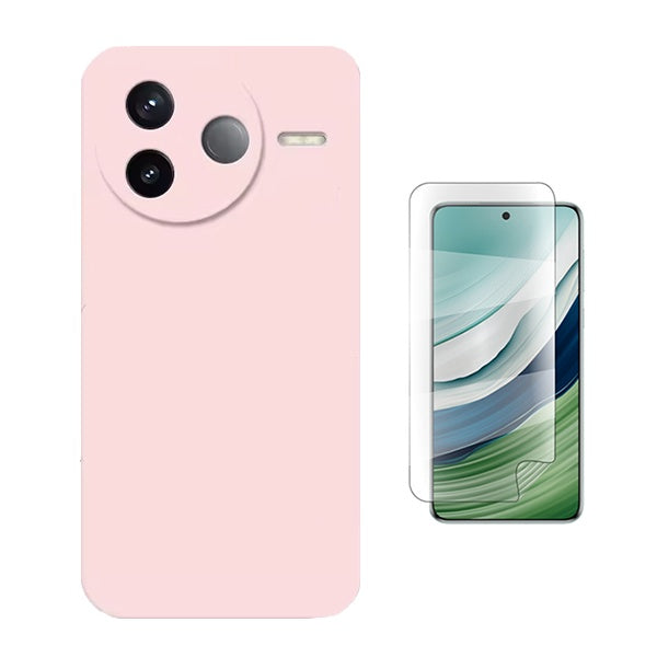 Kit Película Protectora de Hydrogel Frente + Capa Proteção Silicone GIFT4ME Para Xiaomi Poco F7 Ultra - Rosa