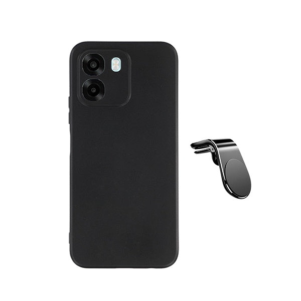 Kit Suporte de Carro Magnético L + Capa Proteção Silicone GIFT4ME Para Oppo A6 4G - Preto