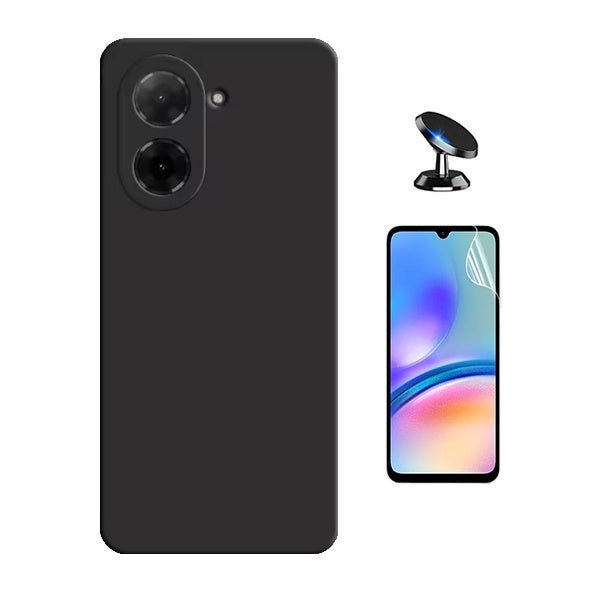 Kit Película Protectora de Hydrogel Frente + Capa Proteção Silicone + Suporte Magnético GIFT4ME Para Xiaomi Redmi A5 4G - Preto