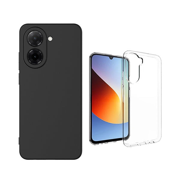 Kit Capa Proteção Silicone + Super Proteção GIFT4ME Para Xiaomi Redmi A7 4G - Preto / Transparente