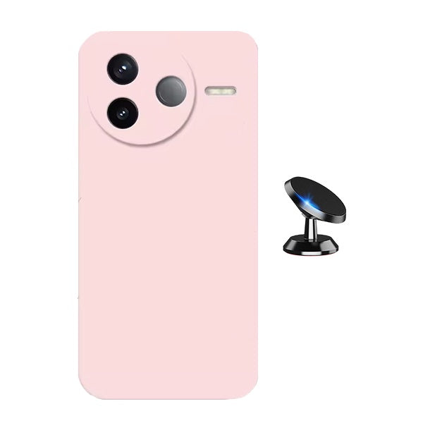 Kit Suporte Magnético + Capa Proteção Silicone GIFT4ME Para Xiaomi Poco F7 Pro - Rosa