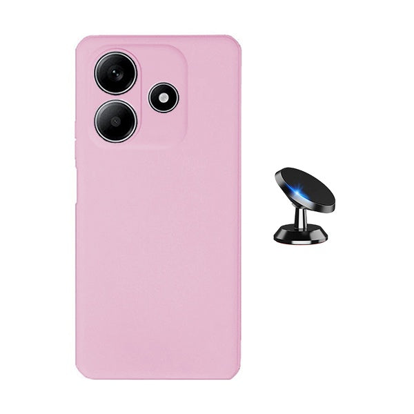 Kit Suporte Magnético + Capa Proteção Silicone Gift4Me Para Xiaomi Redmi Note 14 - Rosa