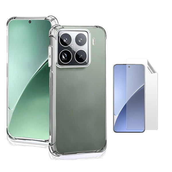 Kit Capa Traseira Super Proteção + Película de Hydrogel Frente Transparente Gift4Me Para Xiaomi 15 Pro - Transparente