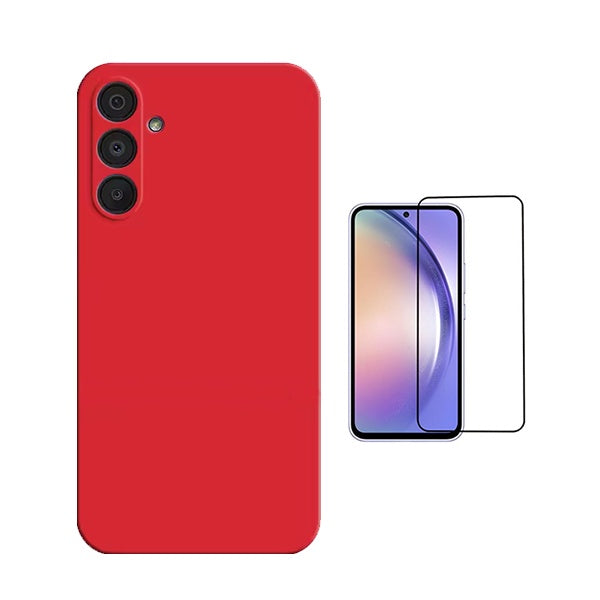 Kit Película de Vidro Temperado Gorilasglass + Capa Proteção Silicone Gift4Me Para Samsung Galaxy A36 - Vermelha