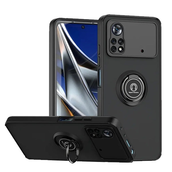 Capa Anti-Impacto Clear com Anel GIFT4ME Para Xiaomi Poco X4 Pro 5G - Transparente/Preto